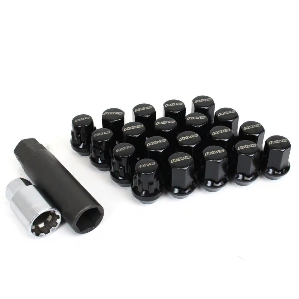 Rays Wheel Nuts 17HEX Lock & Nut Set (20 Nuts) M12 x 1.25 BK (Black)